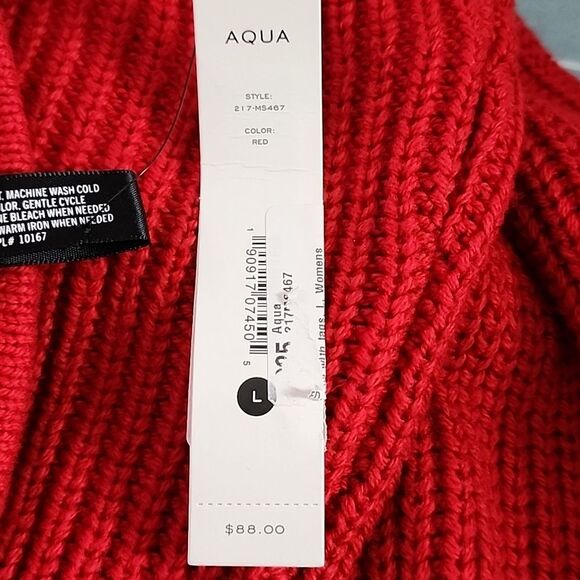 Aqua One Shoulder Red Sweater Large NWT - Picture 4 of 6